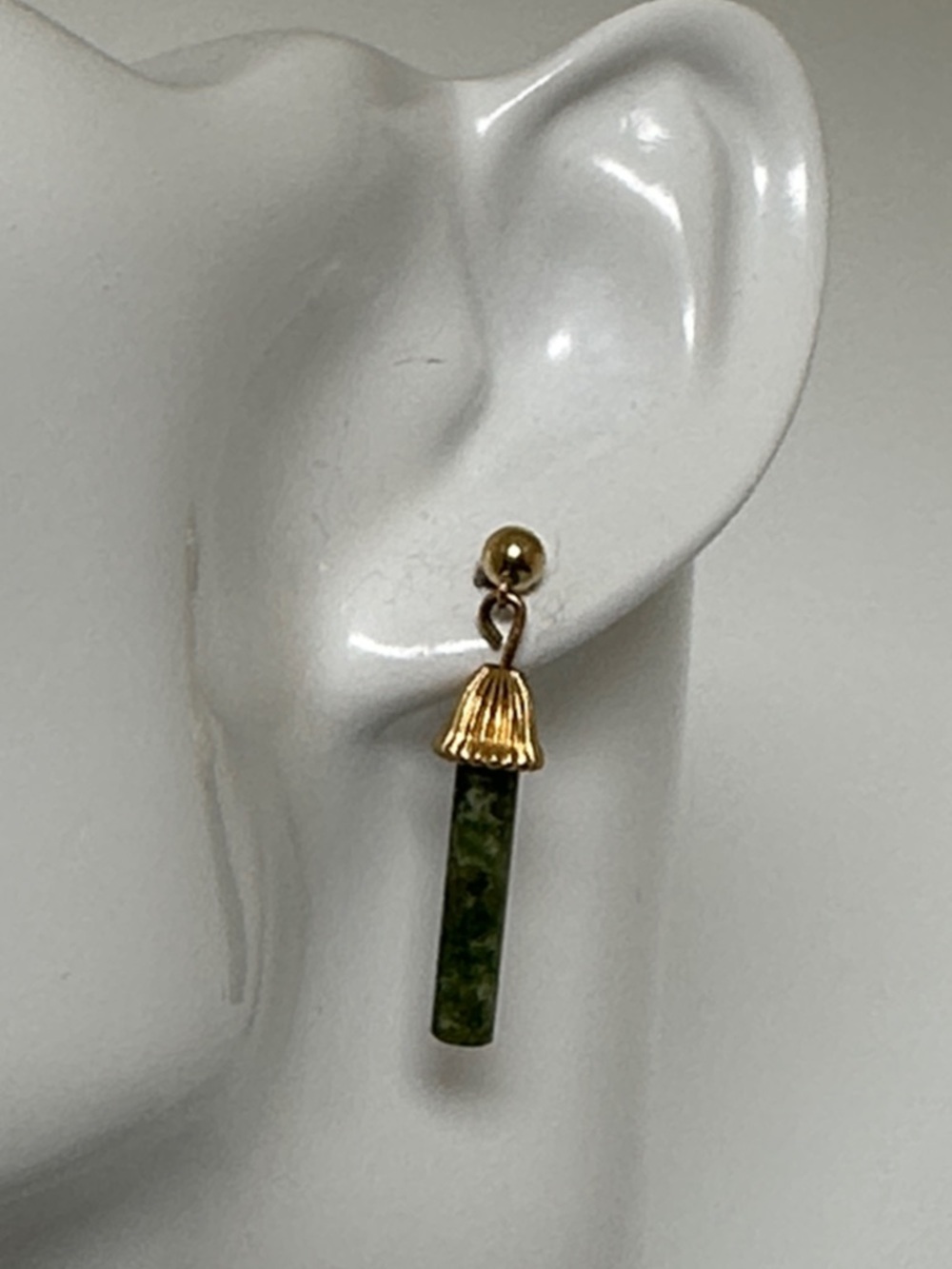 14k real solid Gold Jade Earrings